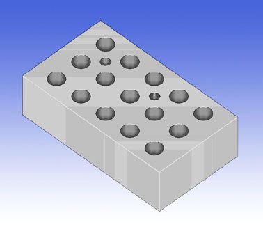 Aluminum block ø 6,5 mm. x 35 mm. 28 holes (Eppn 0,2 ml)
