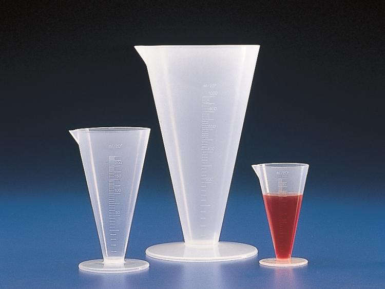 Conical measure graduated PP: cap. ml 250, grad. ml 5, h mm 164