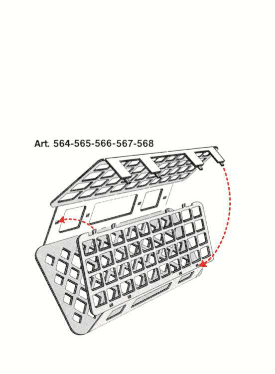 Universal test tube rack PP colour white: No. holes 60, hole format 5x12, Ø holes mm 16, dim. mm 105x246x72 - immagine 2
