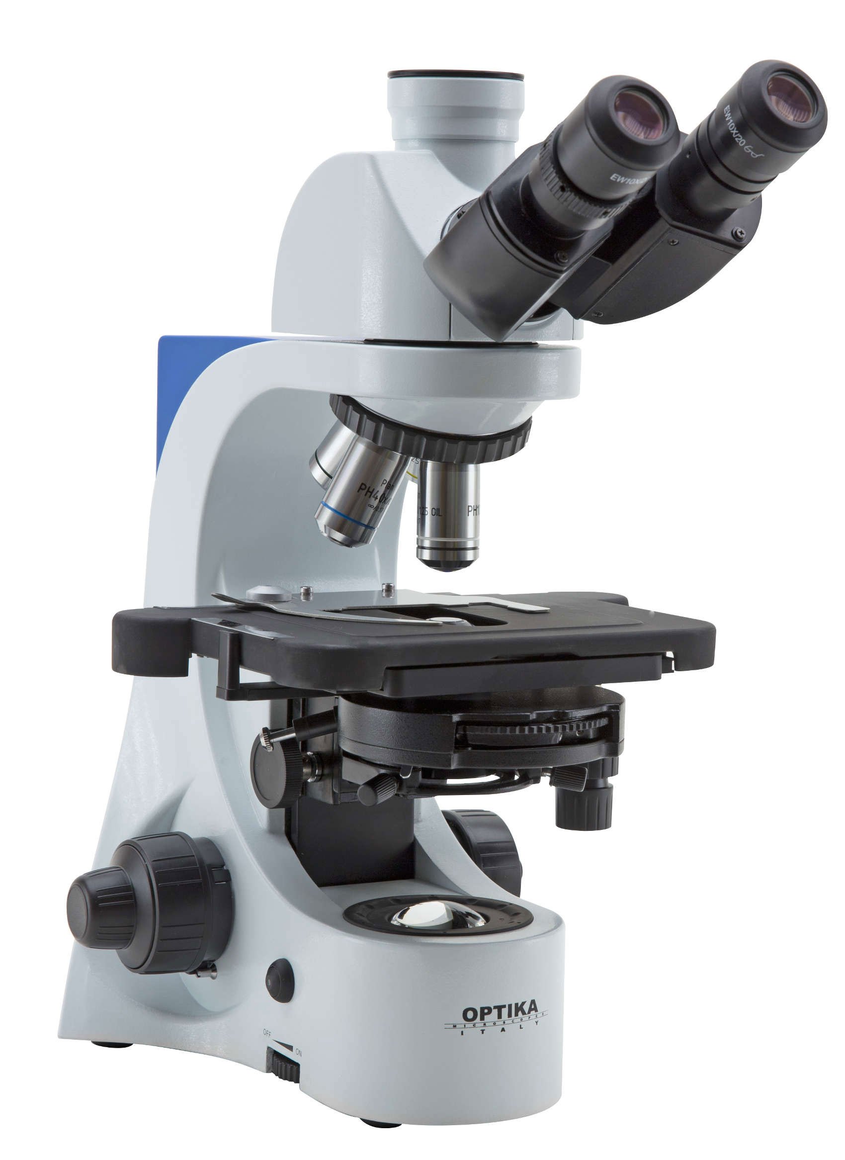 Binocular microscope, phase contrast, IOS objectives, belt drive stage, Automatic Light Control