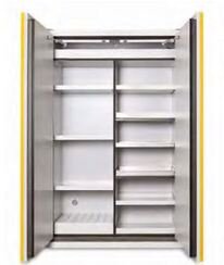 Armadio combinato per prodotti infiammabili, acidi, basi e tossici - 2 porte Type 90. 9 ripiani e 1 vasca con griglia